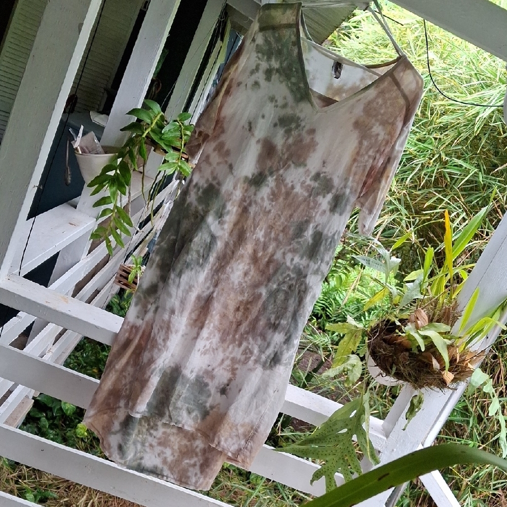 XcVI Linen Tie-Dye V-Neck Dress